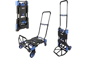 MOVE IT Move-It 2-in-1 Sack Truck, Folding Hand Truck Trolley, Platform Cart Dolly, Heavy-Duty Sack Barrow, 120kg/70kg Load Capacity, Black