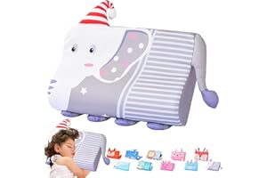 LUKIUP Schlummerkids Kissen, 45X27CM Schlummerkids, Niedliche Tiere Kinder Kissen Memory Atmungsaktiv Komfortkissen Schaum Ergonomisch fur Kinderkissen ab 3 Jahre (Elefant)