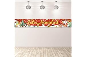 DPKOW Español Feliz Navidad Pancarta Decoración para Interior Exterior, Navidad Pared Casa Actividad Jardín Decoración, 270 * 40cm