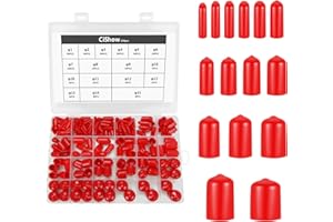 CiShow Gumowe okrągłe zaślepki z PCW, 15 rozmiarów wielokrotnego użytku, ochronne miękkie nasadki do rur, śrub, śrub, nóg krzesła/stołu, czerwone