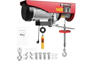 Anbull PA800 - Paranco Elettrico, Guaina elettrica per sollevamento a fune elettrica, da 400 kg fino a 800 kg, 220 V/1450 W, cavo telecomando da 12 m, cavo di sollevamento, (PA800)