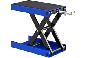 DURHAND 500KG Motorcycle Lift Scissor Jack, Height Adjustable Motorbike Stand with Anti-Slip Wide Deck, Heavy Duty Steel Motorbike Repair Lift Hoist Stand for Home Garage, Blue