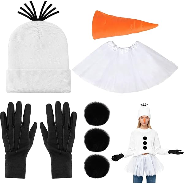 Weihnachtlicher Schneemann-Hut & Zubehör – Komplettes Cosplay Set Mit Nase, Schal & Handschuhen