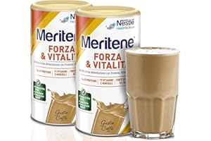 Meritene Forza & Vitalità gusto caffè, bevanda alimentare in polvere | Arricchito di Vitamine, Minerali e Proteine |Rafforza il tuo Sistema Immunitario e la Salute delle Ossa |Barattolo da 2x270g
