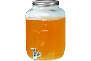 DRULINE Getränkespender mit Hahn 5L Glas Glance Zapfhahn Wasserspender Limonadenspender Saftspender Dispenser Trinkspender