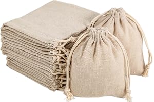 PACKRA 30 Sacs en Lin, Sachet Lin 9x11cm, Petit Sac Cadeau avec Cordon de Serrage, Sac Cafe Toile de Lin, Pochon Tissu Mariage