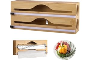 imposyu Distributeur Papier Aluminium et Film Distributeur Film Alimentaire 33x14x7cm Distributeur de Film Plastique Film Coupe-Capsule pour Tiroir de Cuisine