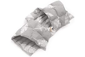 Amilian - Cuscino termico per la cervicale con schienale e collo alto con noccioli di ciliegia, piume grigie