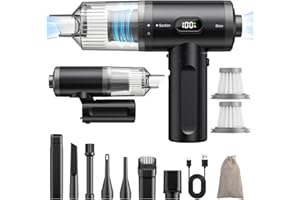 APPS2Car Odkurzacz ręczny, 15000 PA odkurzacz samochodowy, bezprzewodowy, składany mini odkurzacz samochodowy z mocnym silnikiem bezszczotkowym i 2 filtrami HEPA, przenośny odkurzacz do sierści