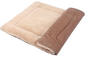 Vejaoo Tapis de Lit pour Chien Coussin de Chat Lavable Doux Premium Peluche Chiens Matelas Canapé pour Petit/Moyen/Grand Chien XZ014 (Wick Khaki, XL (100X70CM))