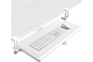 5Rcom Półka na klawiaturę, akcesoria pod biurkiem, nadaje się do stołów o grubości 8-50 mm, stabilny stojak na klawiaturę 670 x 300 mm, biały