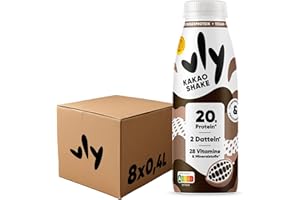 ‎VLY vly Kakao 400ml Flasche - Veganer Kakaodrink + 20g Protein ohne Zucker-Zusatz | Schoko Drink proteinreich & kalorienarm aus Erbsenprotein Schokodrink Schokolade Milchalternative Eiweiß Proteindrink