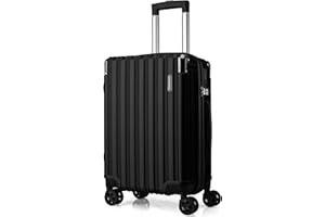 FLIEE Cabin Suitcase Hard Shell | 55x40x20cm Cabin Luggage | Lightweight Suitcase | Aluminum Telescopic Handle | TSA 3 Digit Combination Lock | 4 Dual Spinner Wheels. (Black, Cabin 20")