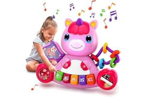 AIERRSON Baby Toys 6 Months Plus,Baby Girl Toys 9 12 18 Months Musical Unicorn with Piano and Lights for Early Educational Toys Gifts for 1 Year Old Girls, Birthday Chirstmas Present
