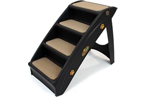 EASIPET Dog Plastic Foldable Pet Stairs, Available In Two Colours (Black), For Elderly Or Disabled Pets