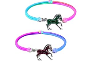 flintronic Pferde Armband, Stimmungsarmband mit Anhänger für Kinder, Wechselt die Farbe, Kinderarmband in leuchtenden Regenbogenfarben, Kindergeburtstag Gastgeschenke, für Jungen & Mädchen