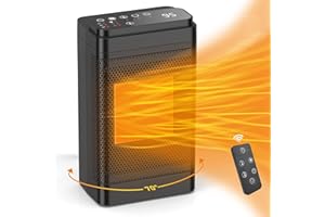 UZIMOO Heizlüfter Energiesparend Leise, 1500W Elektrischer Keramik Heizlüfter, 70° Oszillierend Elektroheizung mit Fernbedienung, Timer, Überhitzungs-Kippschutz für Büro, Wohnzimmer, Schlafzimmer