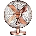 Tower T605000C Metal Desk Fan with 3 Speeds, Automatic Oscillation, 12”, 35W, Copper