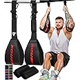 RDX AB Straps for Pull Up Bar Hanging (Pair), Maya Hide Leather, Abdominal Muscle Building Padded Arm Support Slings with D-Ring Strap, Leg Raise Exercise Fitness Workout Strength Training, Men Women