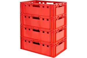 4x Euro Apilamiento de Plástico Caja Industrial Euro Caja Almacenamiento Eurobox E2 Kingpower