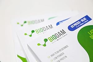 BIODAM - LATEX RUBBER DAM – BLUE - 52 PCS - 5" X 5" – THIN