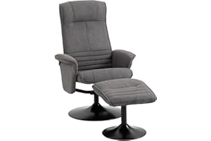 ‎HOMCOM HOMCOM Relaxsessel mit Hocker Drehbarer Fernsehsessel mit Liegefunktion, TV-Sessel bis 150 kg belastbar, Liegesessel für Wohnzimmer, Schlafzimmer, Samt, Dunkelgrau