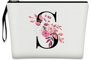 Bliceon A-Z Personalisierte Make-up-Tasche, Geburtstagsgeschenke für Frauen und Mutter, personalisierte Geschenke für Frauen, Geschenke für Freundinnen, Braut und Brautjungfern Kosmetiktasche - S