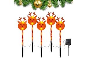 TSLBW 5 sztuk solarnych oświetlenia bożonarodzeniowego, na zewnątrz, wodoszczelne lampy solarne na Boże Narodzenie, do użytku na zewnątrz, na podwórko, trawnik, taras, do ogrodu, na trawnik, trawnik