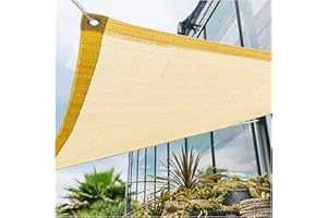 AMSXNOO Sonnensegel, 90% UV-Block Sonne Schatten Segel mit Ösen Rechteckig Wasserdicht Luftdurchlässig für Garten Innenhof Outdoor Terrasse Balkon (Color : Beige, Size : 1x2m)