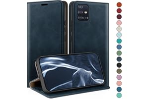 HUOUH Funda para Samsung Galaxy A51 4G Estuche de Billetera con Cuero de PU con Bloqueo RFID,Titular de Tarjeta de crédito,Cubierta a Prueba de Golpes teléfonos Fundas para Samsung A51 Azul Oscuro