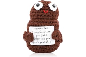Runmeihe Funny Positive Poo, Mini Cute Wool Knitting Doll with Positivity Card, Soft Novelty Good Luck Gifts Charm Encourage Women Kids Students Exams for Birthday Gifts Home Office Party Decorations