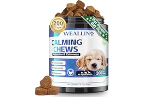 WEALLIN Snack Calmante per Cani, 200 unità Naturale Bocconcini Calmanti per Cani, Supporta Separazione, Abbaio, Viaggio, Fuochi d'Artificio, Aggressività, per Tutte Le Razze e Taglie, Sapore Pollo