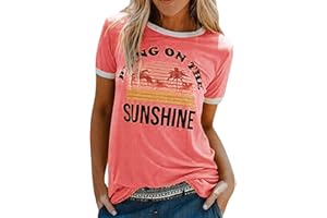 heekpek Camisetas Mujer Manga Corta con Estampado Vintage Top Manga Corta Mujer Casual de Verano T Shirt Mujer Short Sleeve Shirt Women