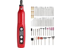 JUSTOOL Mini Amoladora 125 en 1 Kit de Amoladora Eléctrica Pequeña Inalámbrica USB Recargable con 5 Velocidades Ajustables 3000-15000rpm 6 Mandriles Intercambiables LED Luz para DIY, Pulir, Cortar