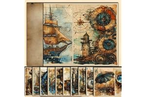 ‎ARUIEYS Scrapbook Vintage Style gemustertes dekoratives Papier Journaling Supplies für die Herstellung von Junk Magazine dekorative Karten Album Hintergründe Stempel (T8-10 Stück, 14X20CM)