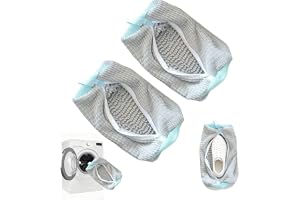 2-Pack Extra Large Shoe Washing Machine Bag - Premium Chenille Microfiber Sneaker Laundry Bag with Auto-Lock Zipper - 360° Scrubbing & Noise Reducing Protection for Trainers, Running Shoes (Gray)