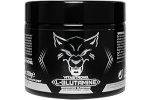 VITASTRONG. Glutamine 250g (83 Portions), 100% Qualité Kyowa, Stimulant l'Hormone de Croissance, Acides Aminés Essentiels L Glutamine Poudre Sans Additifs Superflus pour la Récupération Musculaire, Vitastrong