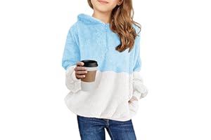 Imily Bela Kinder Mädchen Kapuzenpullover Fleece Hoodies Sherpa Pullover Teddy Sweatshirt Langarm Pulli mit Tasche