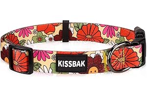 KISSBAK Collar de Perro para Perros pequeños, pequeños, medianos y Grandes, Collar para Mascotas, Suave, Ajustable, Floral, Girasol, para Cachorros (XS, flor de Loto)