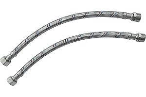 AERZETIX - C51086 - Lot de 2 Flexibles d'alimentation sanitaires 300mm 3/8'' mâle/femelle - flexible de raccordement de robinetterie/salle de bain/cuisine/cumulus - tuyau de raccordement flexible