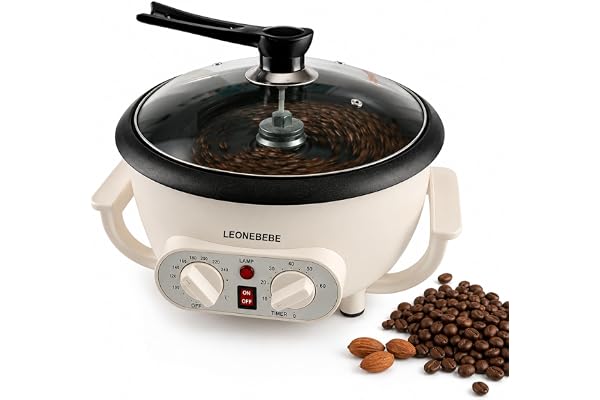 Kafferostare, elektriskt hemmagrill, kaffeböna, jordnötter, cashewnötter, kastanjer, roster, justerbar temperatur, 750 g, kapacitet för cafeteria, butik/hem (med timer)