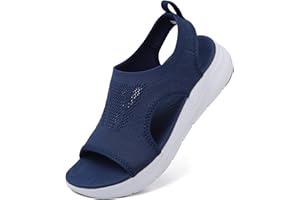 DimaiGlobal Sandals Womens Summer Washable Slingback Orthopedic Slide Platform Sport Sandals With Arch Support Wedge Walking Sandals Casual Thick Bottom Comfy Knit Sandals