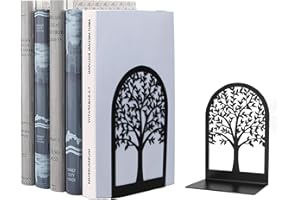 GOSLYLY Serre Livres Métal Cale Livre-Noir Séparateurs de Livres Anti Rayures pour Bureau, Maison, Écoles CD, Librairie et Bibliothèque 1 Paire (Noir A)