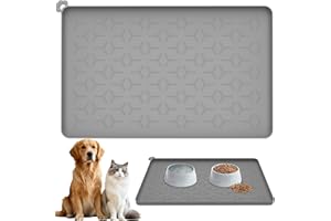 BOZITTH Napfunterlage Katzen Napfunterlage Hund，Lebensmittelechte Silikon-Futtermatte für Haustiere, Futtermatte Katzen Rutschfestes 100% wasserdichte, Napfunterlage Hund mit 1.5cm erhöhtem Rand, 60 x 40 cm