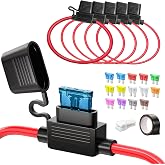JOREST 5pcs 12(1)+16AWG(4) Waterproof Fuse Holder, 12V In-Line Fuse Holder for Car Truck Motorcycle+14pcs Standard Fuses (2A