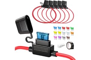 JOREST 5pcs 12(1)+16AWG(4) Sicherungshalter 12 volt, Inline Flachsicherungshalter Wasserdicht Kfz Sicherungshalter für Car/LKW/Motor+14pcs Standard Sicherungen (2A 3A 5A 7.5A 10A 15A 20A 25A 30A 35A)