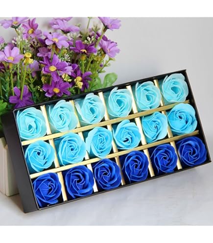 DIFFUSION Set Di 24 Rose Di Sapone A Forma Di Cuore - Rosa - Fiori Di Sapone Per Bagno, Regali Matrimonio, Bomboniere, Natale