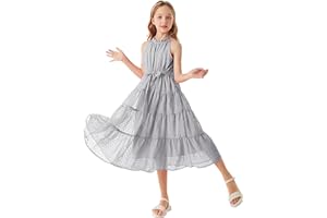 GRACE KARIN Sukienka dziewczęca, szyfonowa, elegancka, bez rękawów, z dekoltem w serek, 6-12 lat