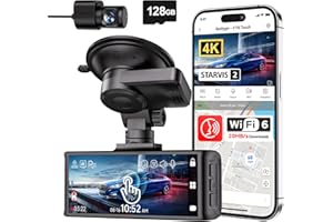 REDTIGER Dashcam Coche 4K STARVIS 2,Cámara Coche con Pantalla Táctil 3.18'',Tarjeta Memoria128 GB,GPS,5.8G WiFi,Control Voz,Visión Nocturna UHD,Loqueo de Emergencia,Monitor Aparcamiento (F7N Touch)