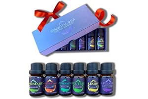 ALENYK Huile Essentielle, Set de 6 Huile Essentielle Bio avec Coffret Cadeau Aromathérapie Huile Parfumé Naturelles, Six Effets Différents Des Huiles Essentielles,Humidificateurs Oils,